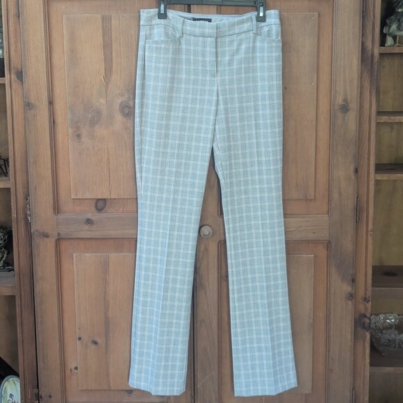 Express Columnist Barely Boot Stretch Mid Rise Plaid Plants Size 8 Long - Picture 1 of 10